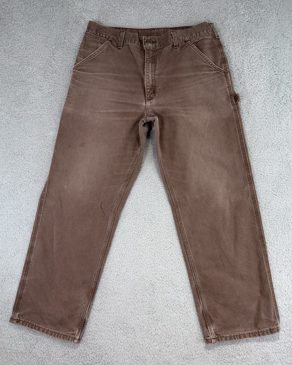 Carhartt Pants Mens 36(34x29) B11 CHT Brown Canvas Relaxed Dungarees Vintage